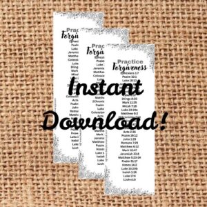Three black and white bookmarks on burlap