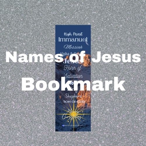 Names of Jesus rocks with blue background bookmark