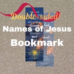 Names of Jesus rocks with blue background bookmark – double-sided
